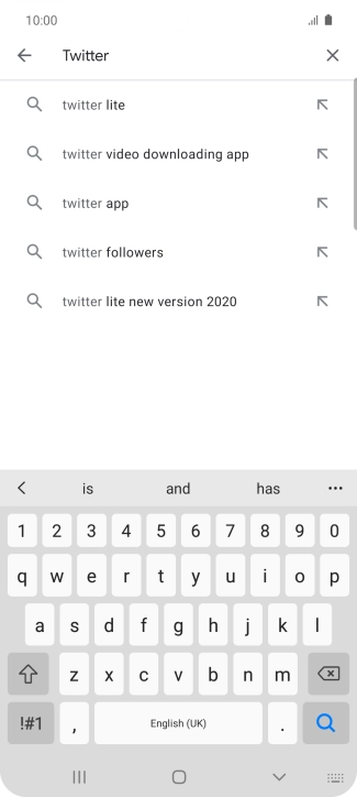 Key in Twitter and press the search icon.