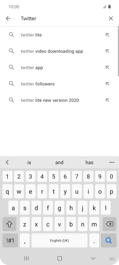 Key in Twitter and press the search icon.