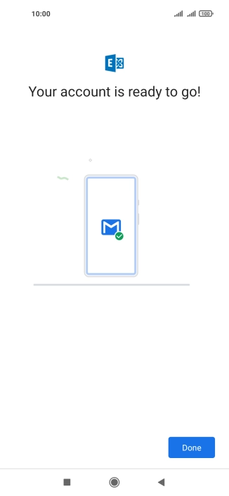 If this screen is displayed, your email account has been recognised and is being set up automatically. Follow the instructions on the screen to key in more information and finish setting up your phone.
