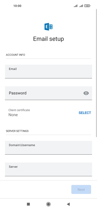 Press Password and key in the password for your email account.