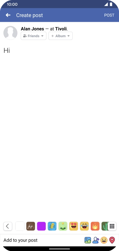 Write the required text and press POST.