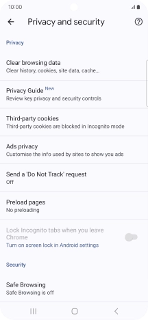 Press Clear browsing data.