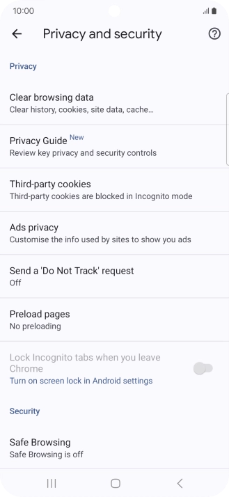 Press Clear browsing data.