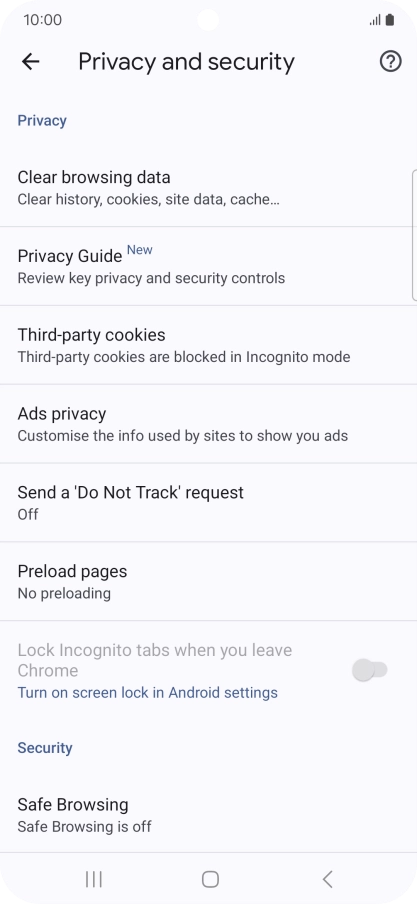 Press Clear browsing data.