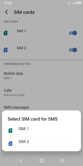 Press the required SIM.