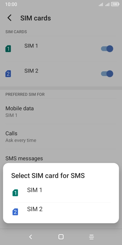 Press the required SIM.