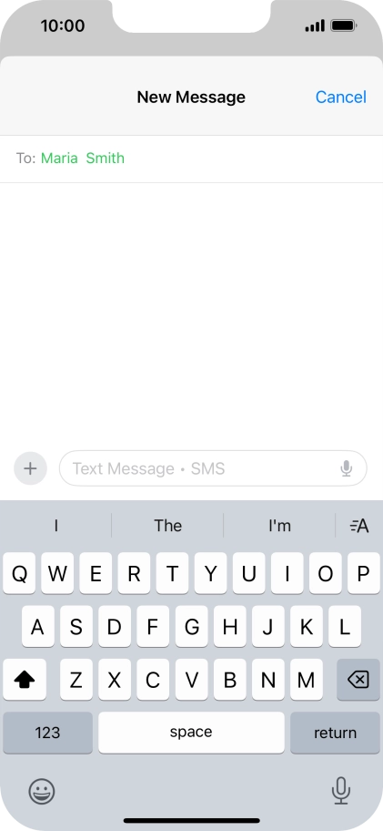 Press the microphone icon and say the required text.
