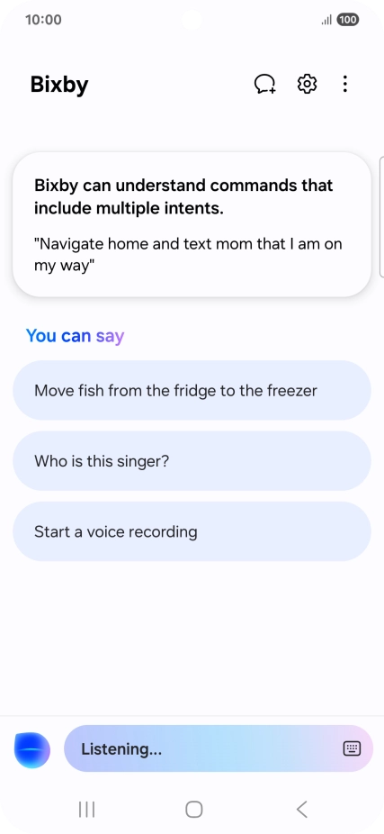 Say, in your own words, what you would like your phone to do, e.g.: OPEN [app], CALL [contact], SEARCH THE WEB FOR [information].