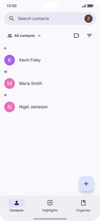 Press the new contact icon.