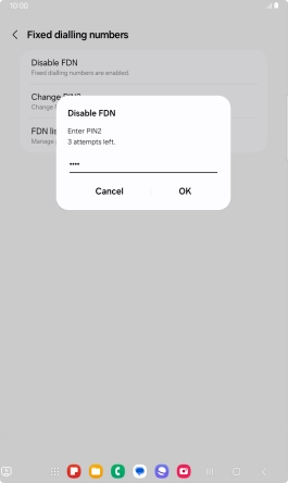 Key in your PIN2 and press OK. The default PIN2 is 1111.