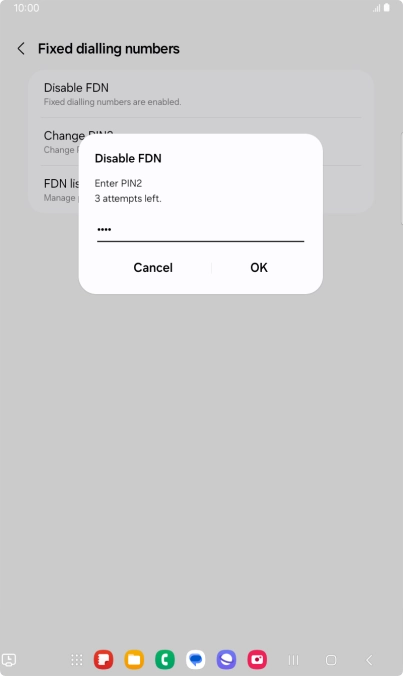 Key in your PIN2 and press OK. The default PIN2 is 1111.