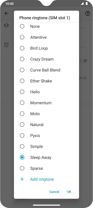 Once you've found a ring tone you like, press OK.