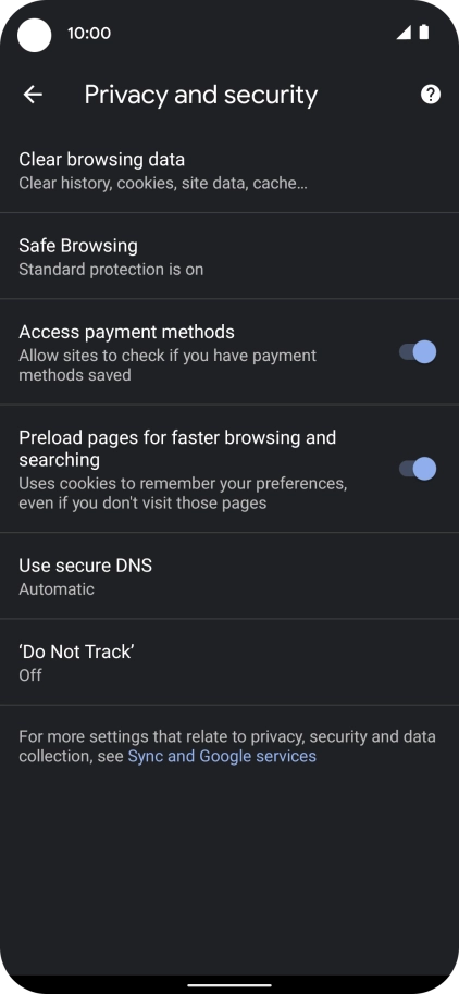 Press Clear browsing data.