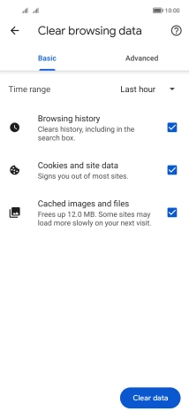 Press Clear data.