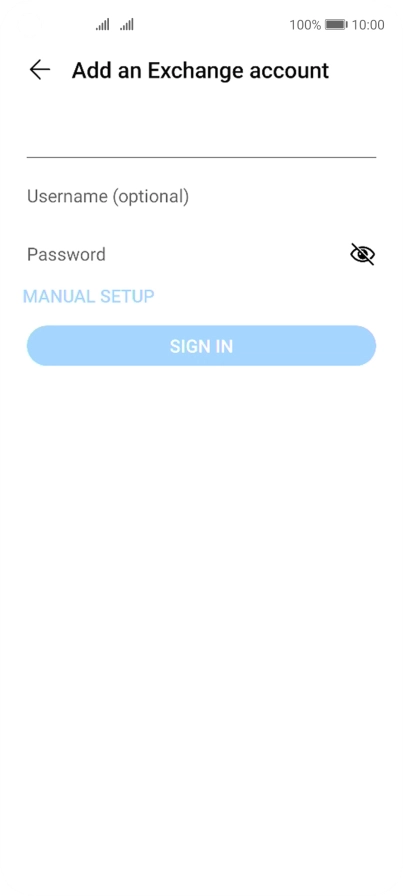 Press Username (optional) and key in the username for your email account.