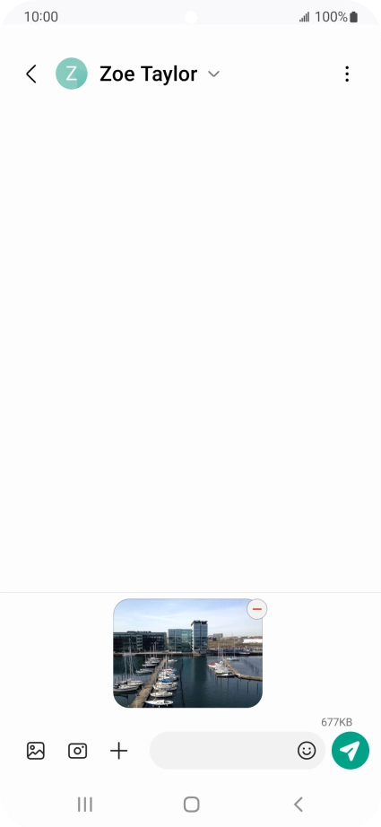 Press the text input field and write the text for your picture message.