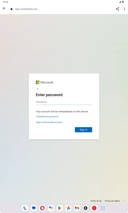 Press Password and key in the password for your email account.