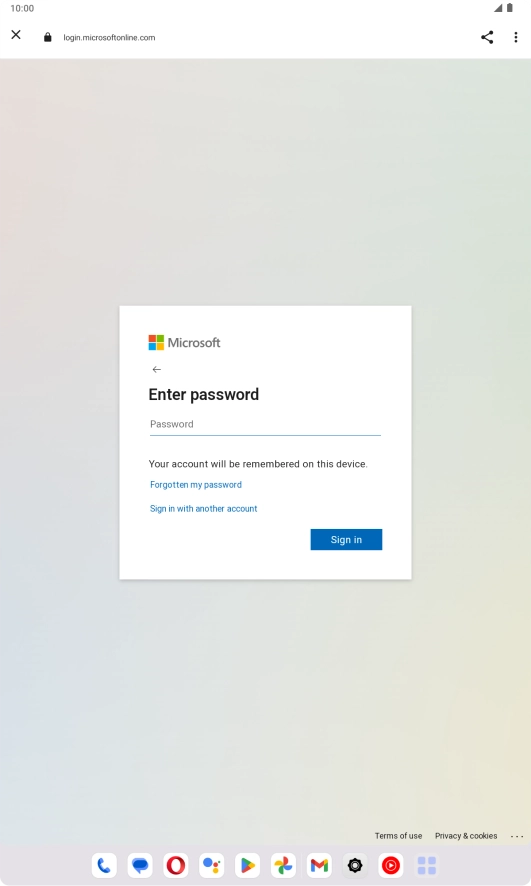 Press Password and key in the password for your email account.