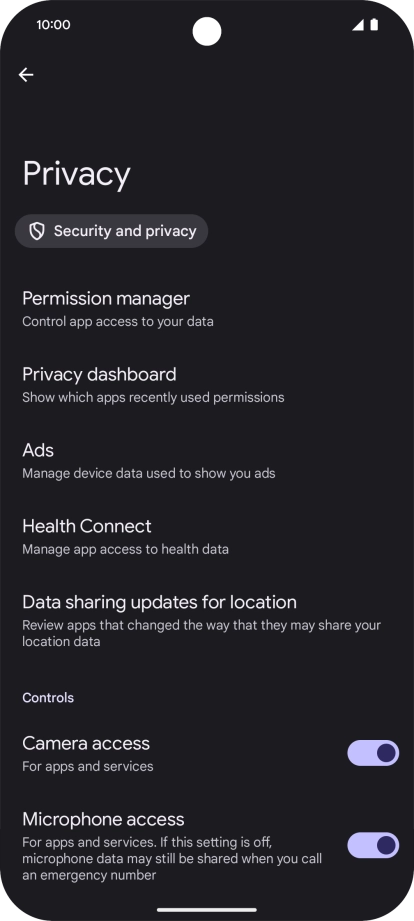 Press Privacy dashboard.