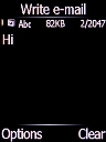 Write the required message and press the Left selection key.