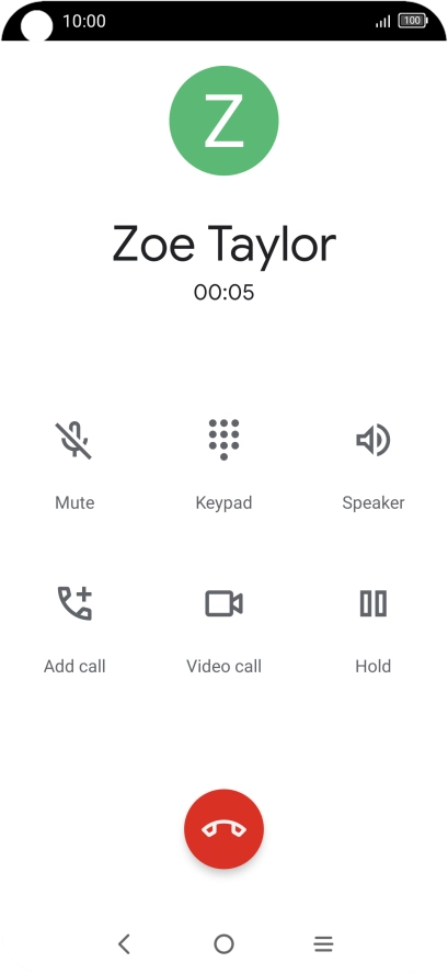 Press the end call icon.