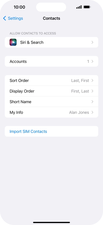 Press Import SIM Contacts.