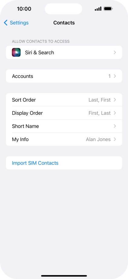 Press Import SIM Contacts.