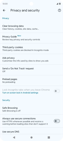 Press Clear browsing data.