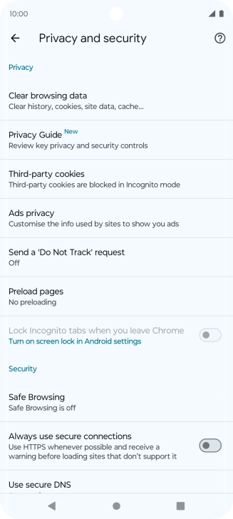 Press Clear browsing data.