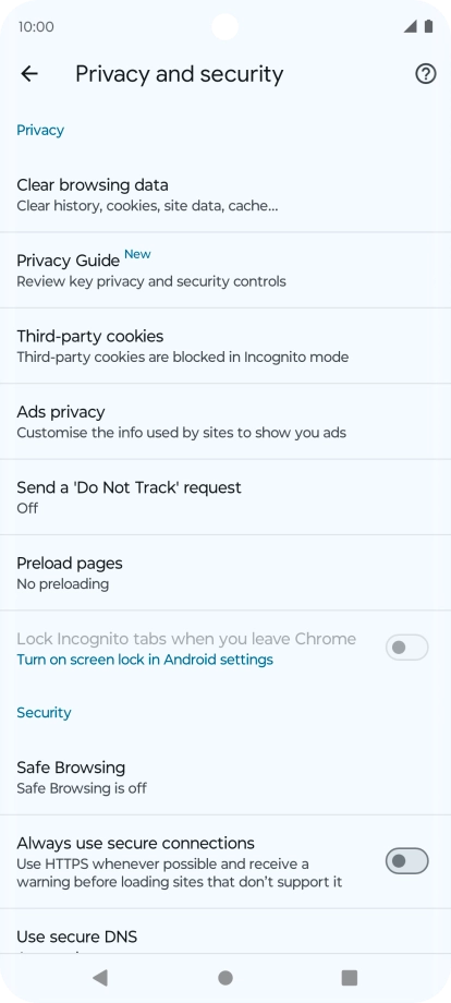 Press Clear browsing data.