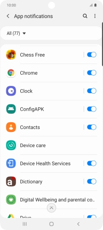 Press the indicators next to the required apps to turn the function on or off.