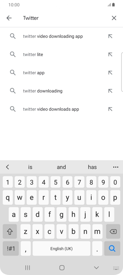 Key in Twitter and press the search icon.