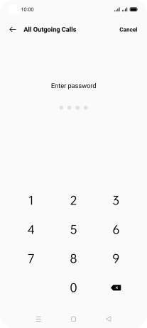 Key in your barring password. The default barring password is 1919.