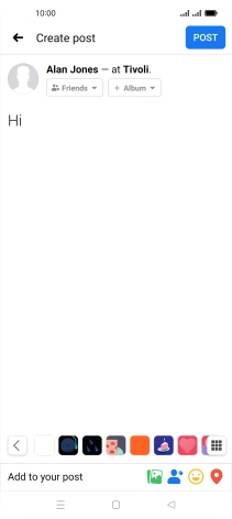 Write the required text and press POST.