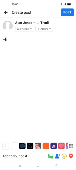 Write the required text and press POST.
