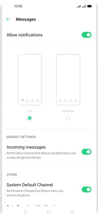 Press the indicator next to 