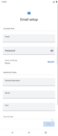 Press Password and key in the password for your email account.