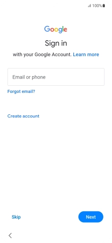 Press Email or phone and key in the username for your Google account.