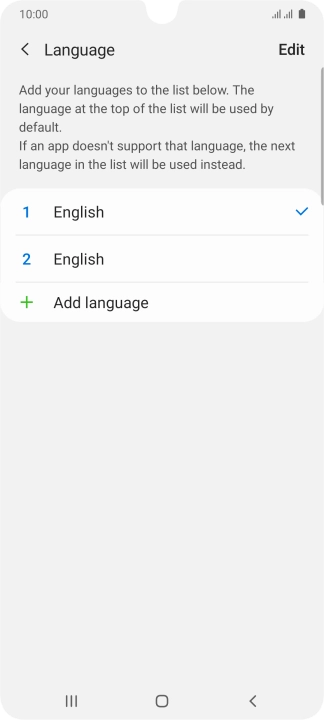 To subsequently select another language as the default language, press the required language.