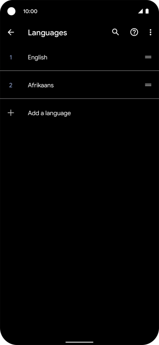 To select the new language as the default language, press the move icon next to the required language and drag it to the top of the list.
