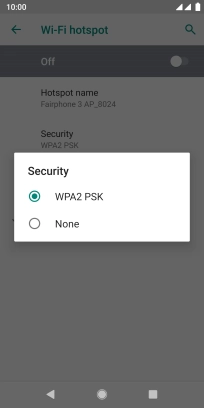 Press WPA2 PSK to password protect your Wi-Fi hotspot.