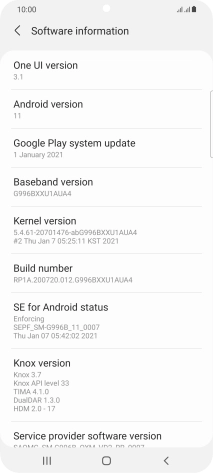 Your phone's software version is displayed below Android version.