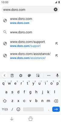 Key in the address of the required web page and press arrow right.