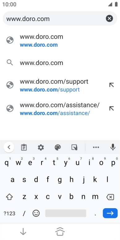 Key in the address of the required web page and press arrow right.