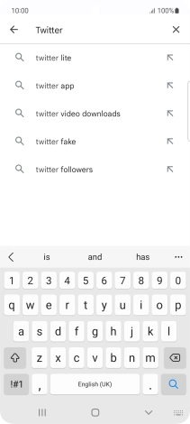 Key in Twitter and press the search icon.