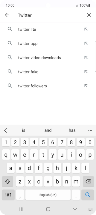 Key in Twitter and press the search icon.