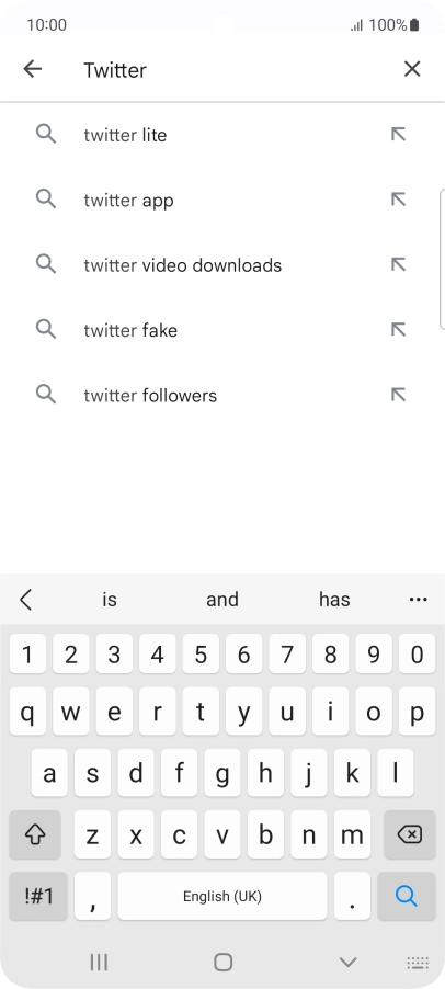 Key in Twitter and press the search icon.
