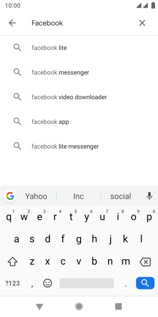 Key in Facebook and press the search icon.