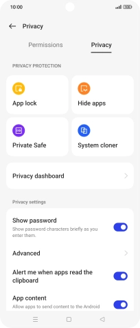 Press Privacy dashbord.
