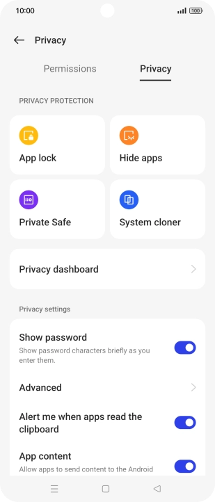 Press Privacy dashbord.